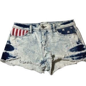 Jalate Women’s Denim Flag Patriotic Cut Of Jean Short Shorts Size 4